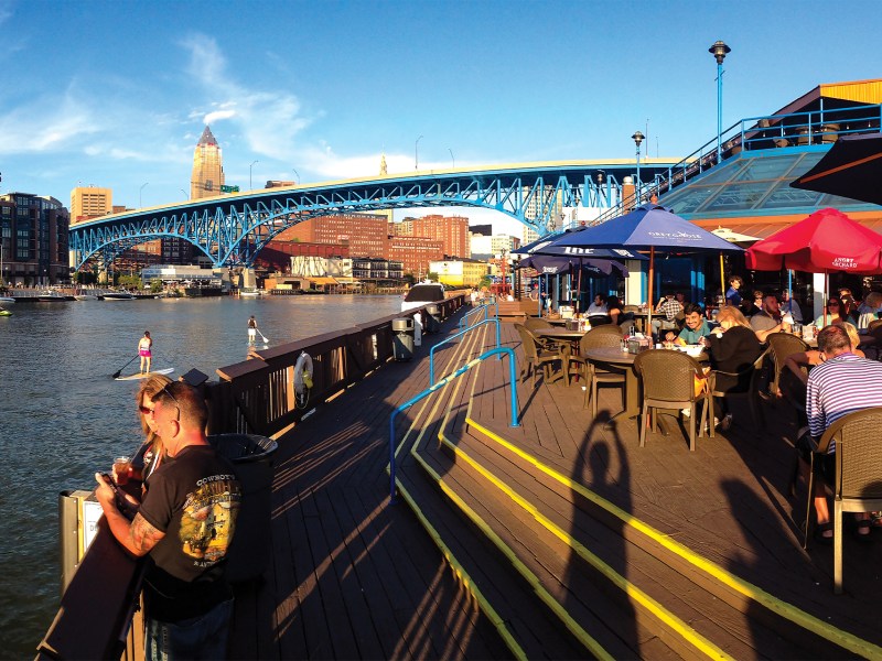 A riverside bar.