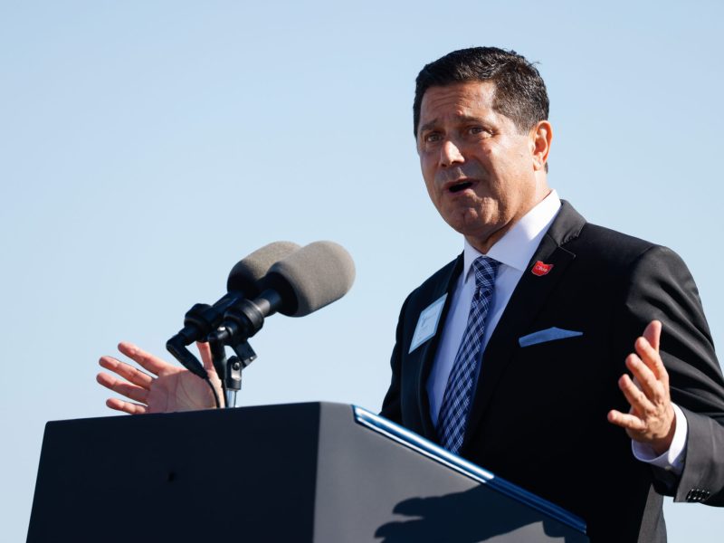 A man at a podium.