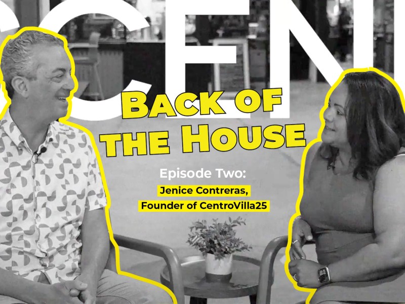 Two people talking.