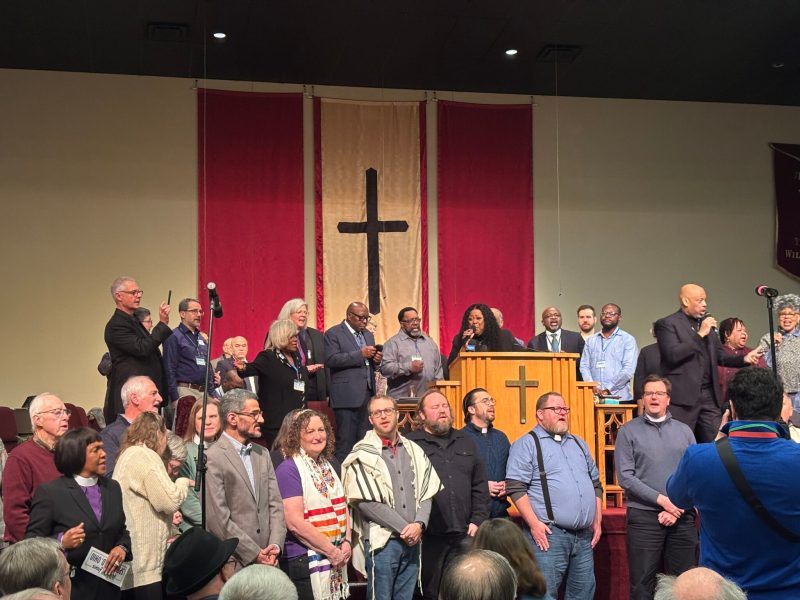 A group of people at a church.