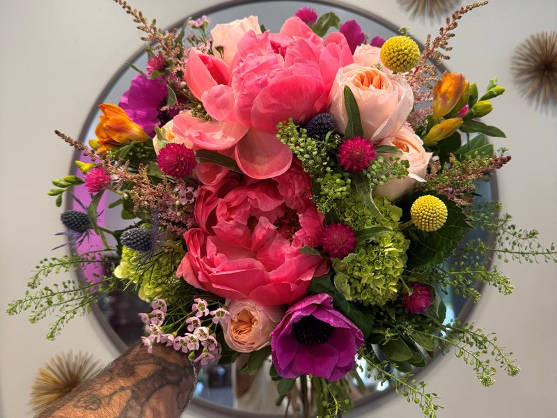 a bright bouquet of flowers