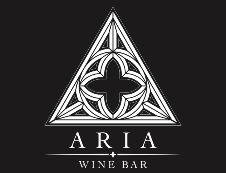 A black background with Aria Wine Bar in white font.