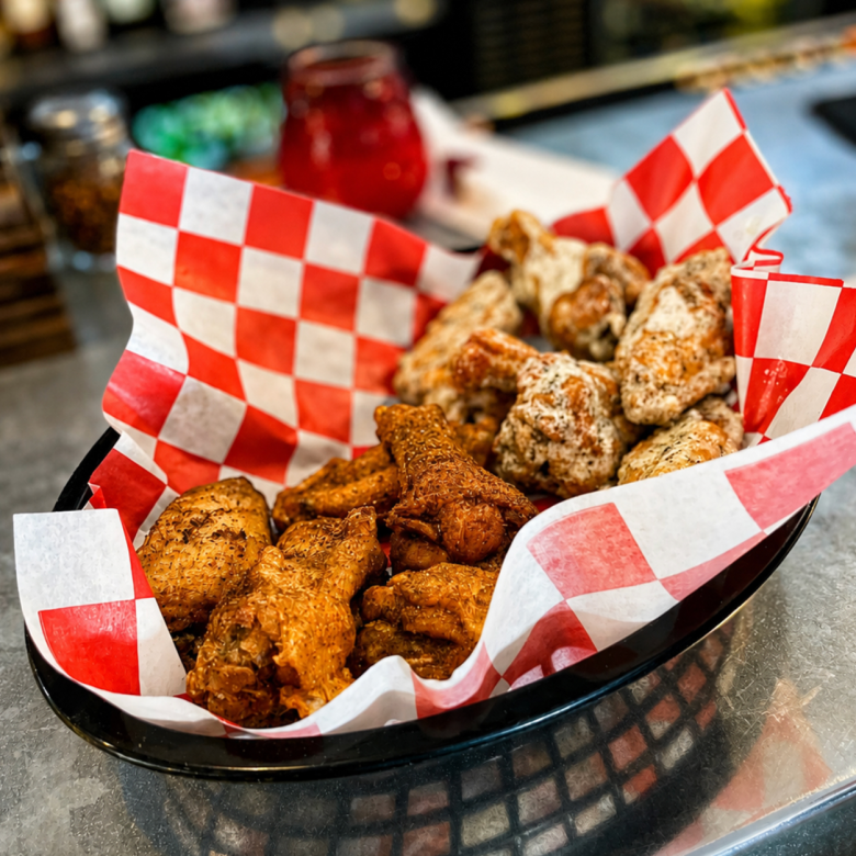 A basket of chicken wings.